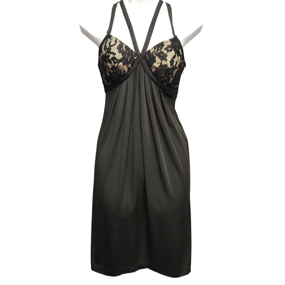 Gothic Romantic Y2K Babydoll‎ Cocktail Dress Lace Bodice  Halter 2 Black